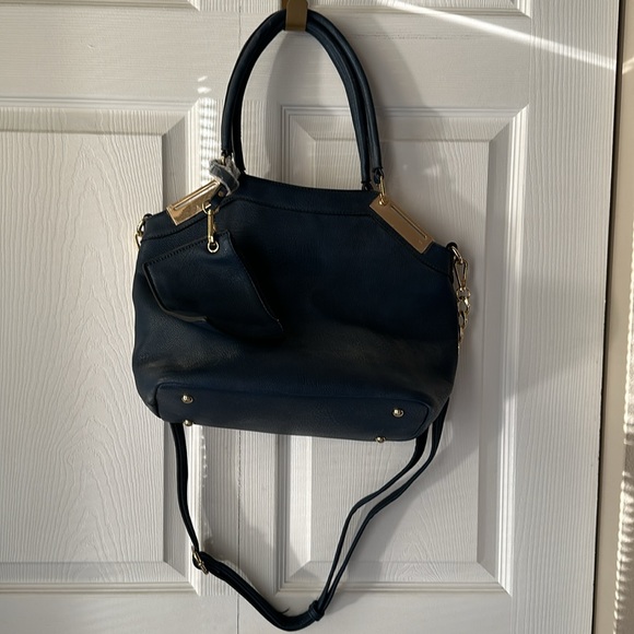 Navy Blue Rivet Three Piece Tote - Picture 2 of 8